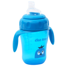 1st Step 210ml Birdie BPA Free Non-SpiII Interchangeable Sipper / Sippy Cup with Soft Silicone Spout And Straw-Blue