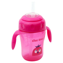 1st Step 210ml Birdie BPA Free Non-SpiII Interchangeable Sipper / Sippy Cup with Soft Silicone Spout And Straw-Pink
