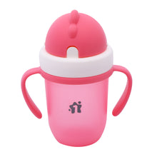 1st Step Matte Collection BPA Free Polypropylene Soft Straw Sipper with Twin Handles for Easy Grip - Pink