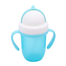 1st Step Matte Collection BPA Free Polypropylene Soft Straw Sipper with Twin Handles for Easy Grip - Blue