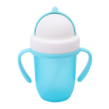1st Step Matte Collection BPA Free Polypropylene Soft Straw Sipper with Twin Handles for Easy Grip - Blue