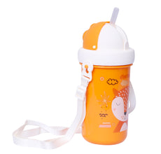 1st Step Matte Collection Ideal for Montessori BPA Free Polypropylene Soft Straw Sipper with Twin Handles for Easy Grip - Orange