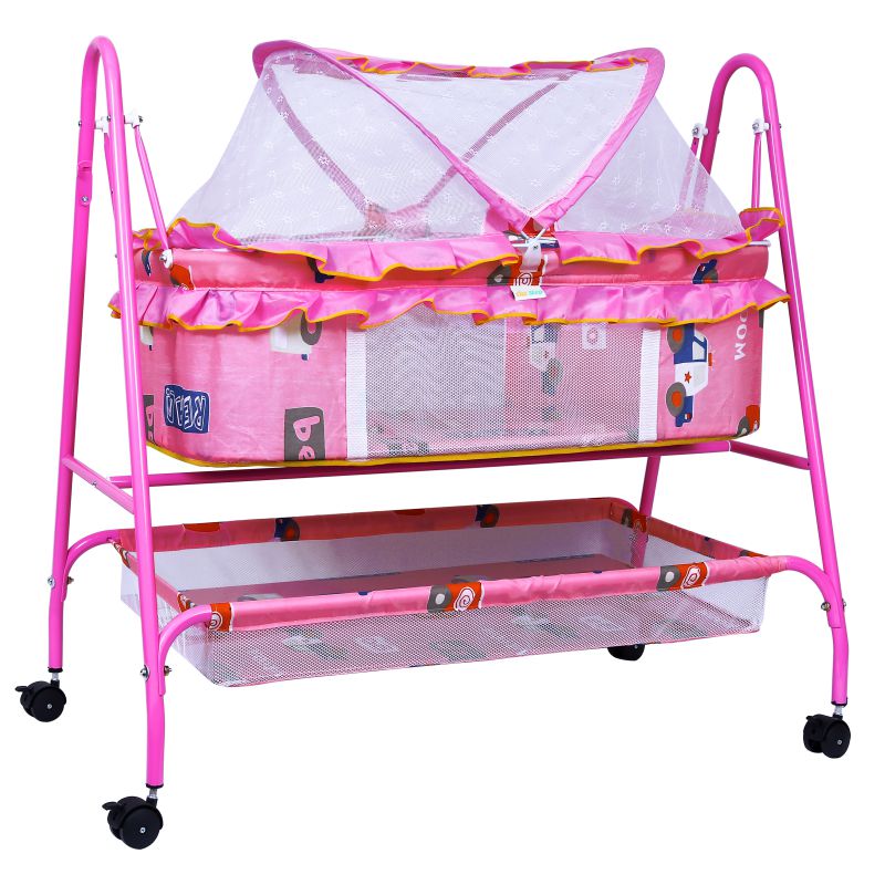 1st step cradle with swing and mosquito net - pink