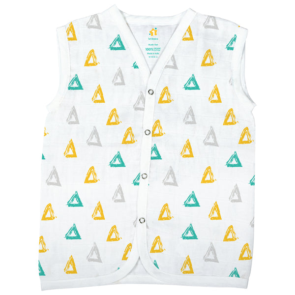 1st Step Muslin Button Jhabla - New Born