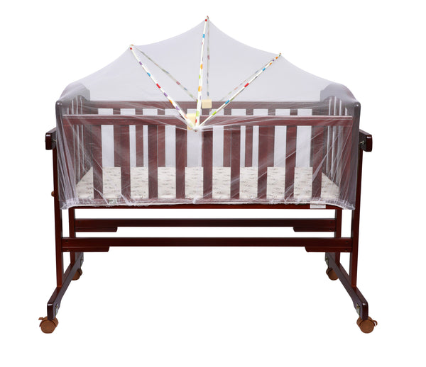 1st Step Wooden Cradle with Detachable Mosquito Net, Swing with Swing Lock and Wheels with Lock…
