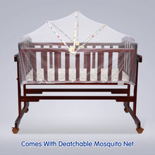 1st Step Wooden Cradle with Detachable Mosquito Net, Swing with Swing Lock and Wheels with Lock…