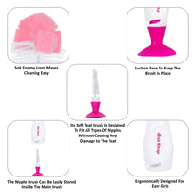 1st Step BPA Free Bottle And Nipple Cleaning Brush With Suction Base-Pink