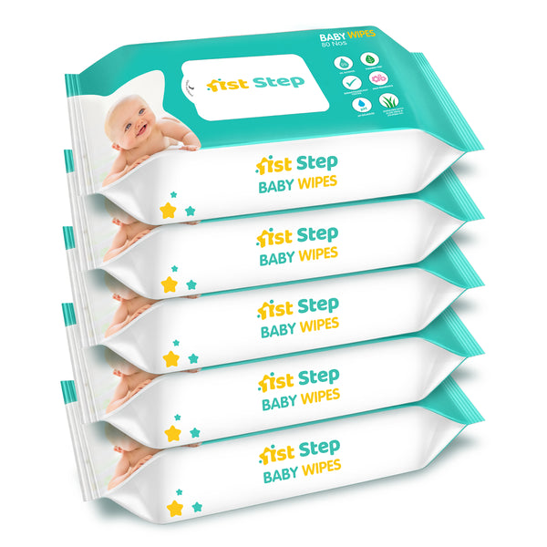 1st Step Baby Wet Wipes Enriched With Aloe-Vera And Jojoba Oil (Pack Of 5) (400 Wipes)