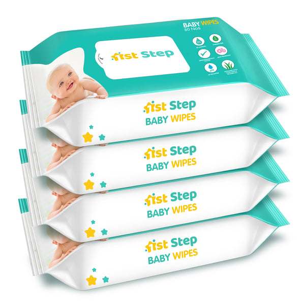 1st Step Baby Wet Wipes Enriched With Aloe-Vera And Jojoba Oil (Pack Of 4) (320 Wipes)